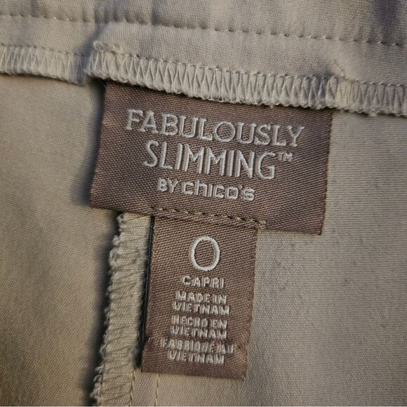 Chico's Fabulously Slimming Women's Capri Pants 0 (Small 4) Tan Mid Rise EUC - Picture 6 of 7